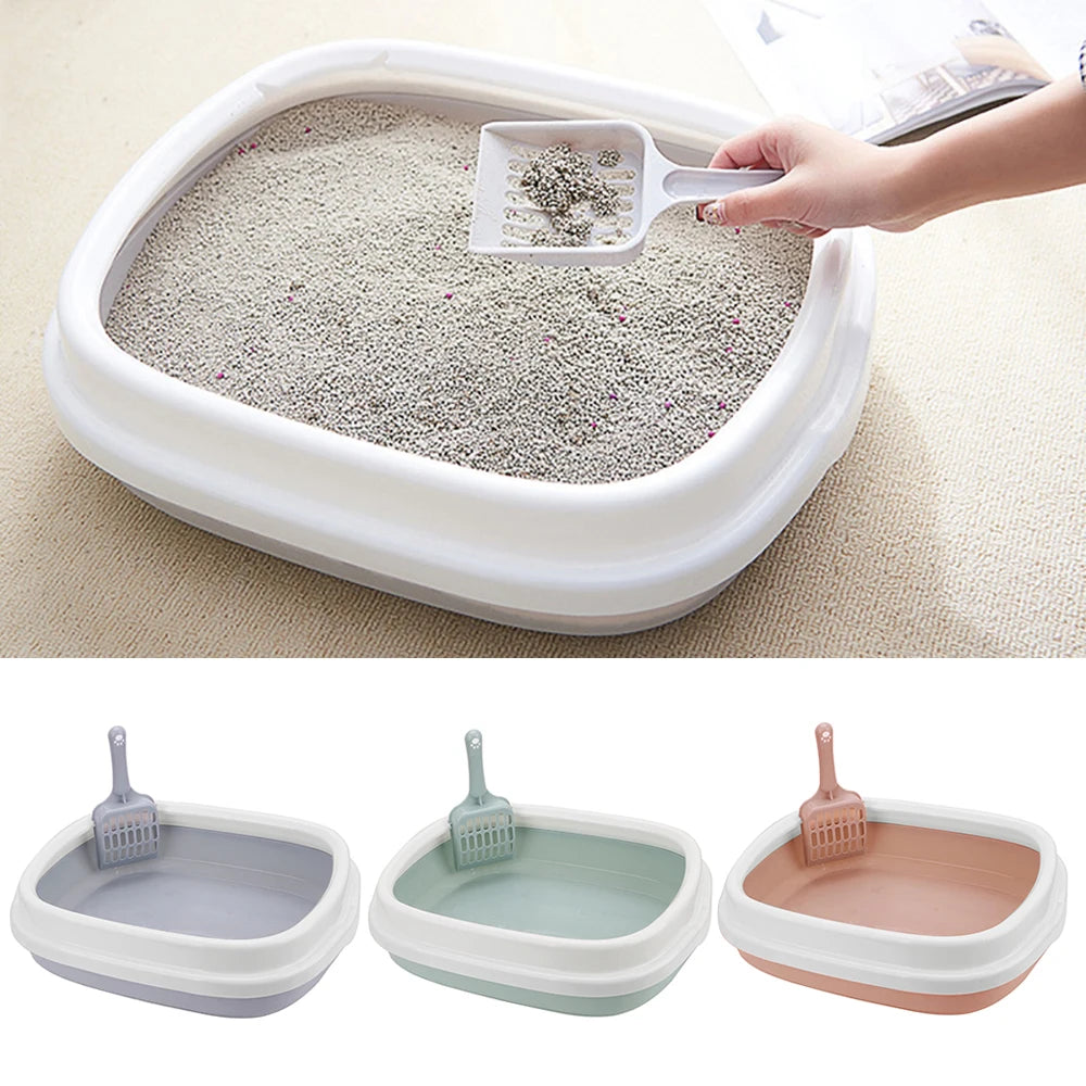 Cat Litter Box Pet Toilet Bedpan Kitten Dog Tray with Scoop 1 Set Excrement Training Sand Boxes Anti-Splash